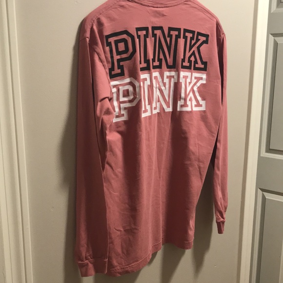 VS Pink long sleeve pocket t-shirt. Size XS. Mauve. Great condition. - Picture 3 of 4